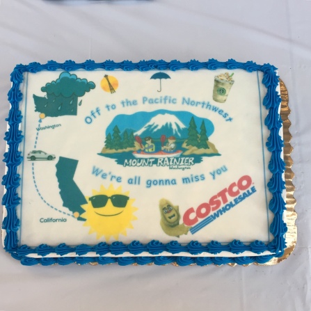 My neighbors in SO CAL gave me a nice going away party and had this cake made for me.